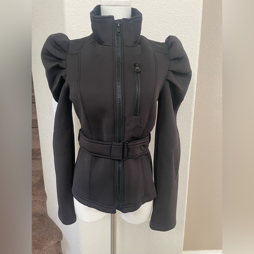 Zara Black Puff Shoulder Belted Blazer Jacket NWT! SZ XS